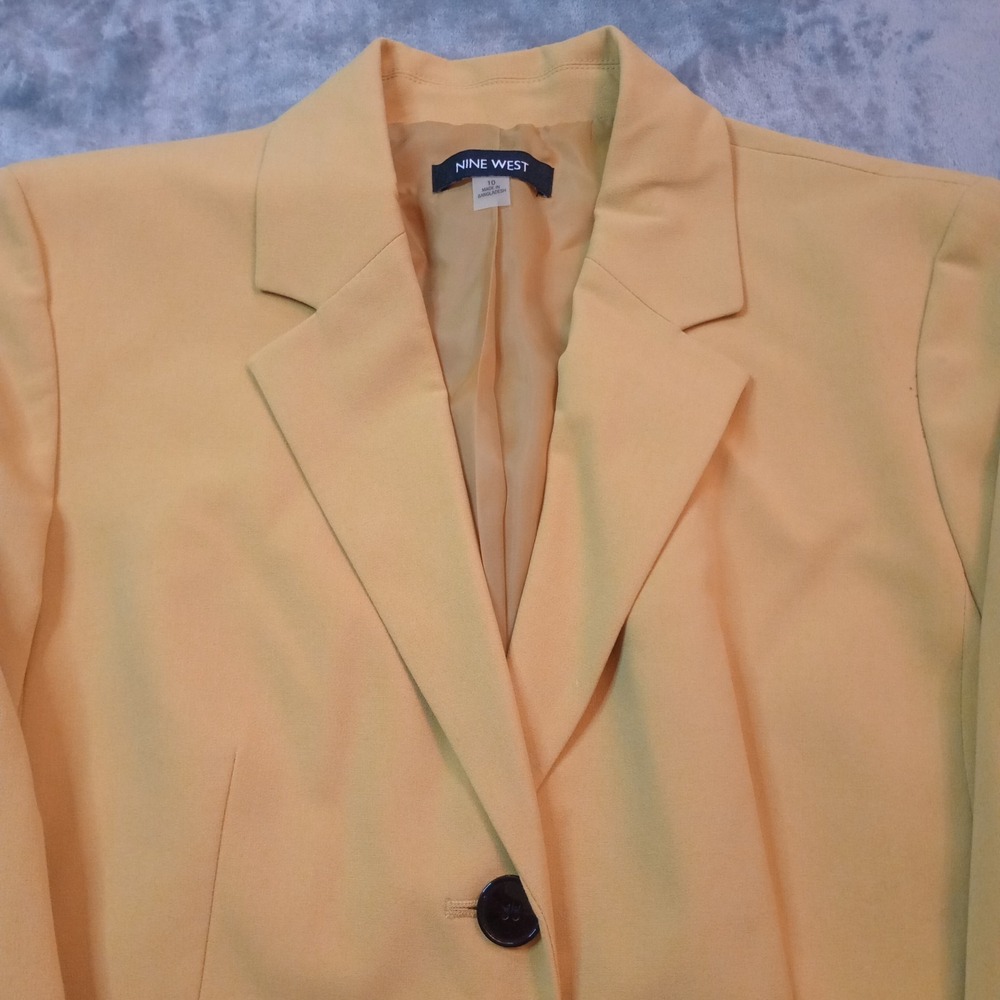 Nine West Blazer Suit Jacket Womens Size 10 Yellow Office Work Career Business